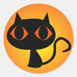 Adesivo Redondo Gradiente Laranja Gatinho Preto