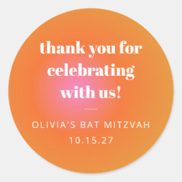 Adesivo Redondo Gradiente Laranja Retroforme Bat Mitzvah Personali