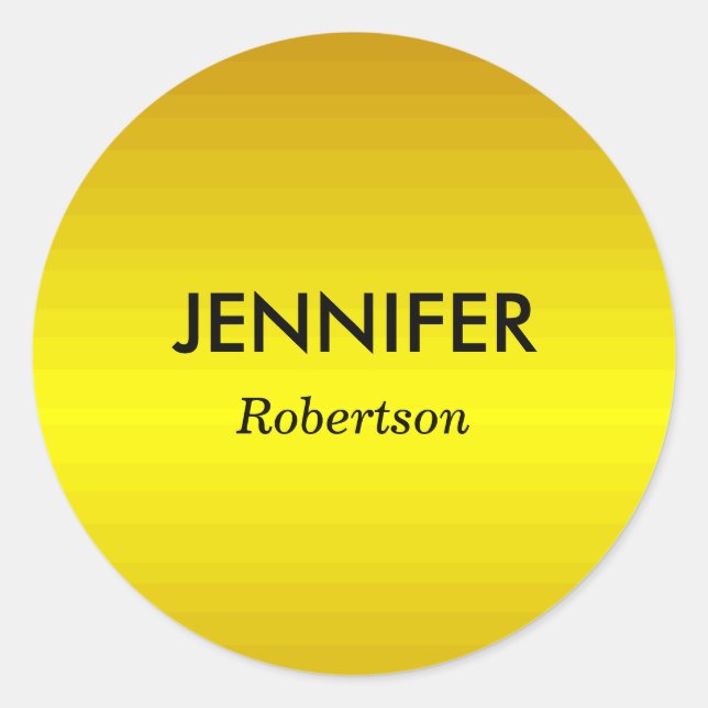 Adesivo Redondo Gradiente ouro de nome personalizado (Frente)