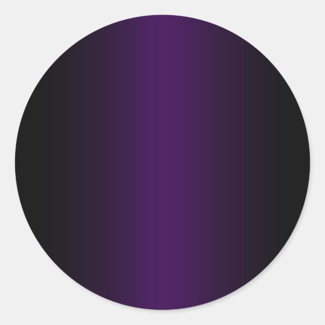 Adesivo Redondo Gradiente Preto e Roxo Escuro em Branco (Frente)