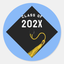 Adesivo Redondo Graduação 2025 Azul Claro