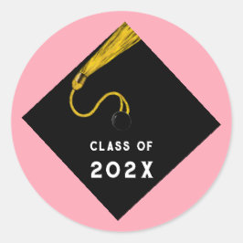 Adesivo Redondo Graduação 2025 Rosa