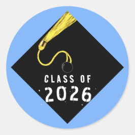 Adesivo Redondo Graduação 2026 Azul-claro