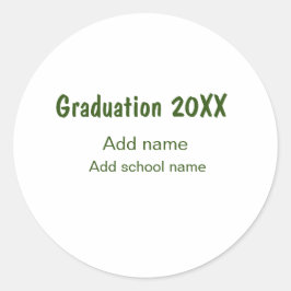 Adesivo Redondo Graduação 20XX acrescentar nome de ano escola verd