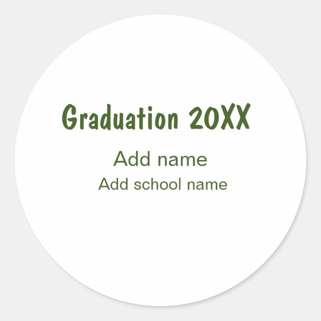 Adesivo Redondo Graduação 20XX acrescentar nome de ano escola verd (Frente)