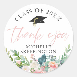 Adesivo Redondo Graduação Aquarela Cor-De-Água Pinta Rosa Obrig