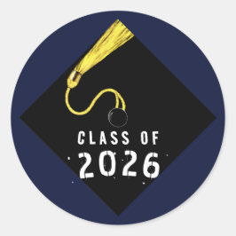 Adesivo Redondo Graduação Azul Marinho 2026