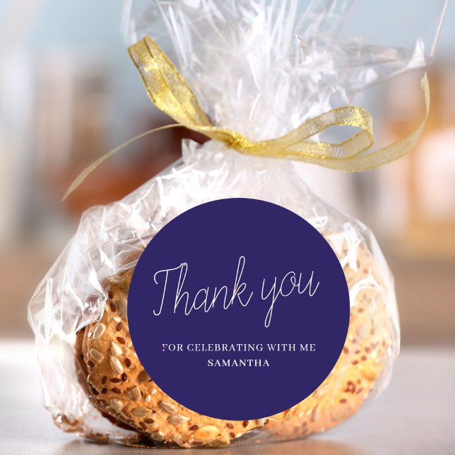 Adesivo Redondo Graduação Azul Simples Obrigado (Criador carregado)