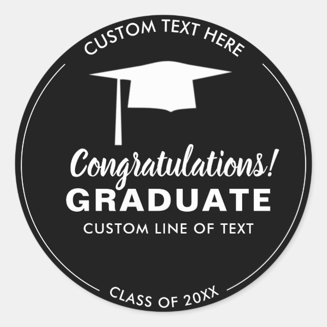 Adesivo Redondo Graduação Classe 20XX Formando Boné Personalizado (Frente)