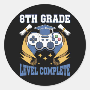 Adesivo Redondo Graduação completa de jogos no nível 8