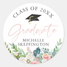 Adesivo Redondo Graduação Cores d'água Blush Cor-de-rosa-rosa Clas