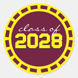 Adesivo Redondo Graduação da Burgundy & Yellow Filmstrip