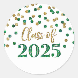 Adesivo Redondo Graduação da Confetti Verde Dourada 2025