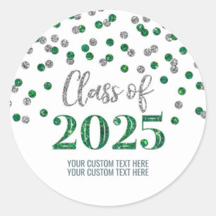 Adesivo Redondo Graduação da Confetti Verde Silver 2025
