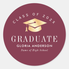 Adesivo Redondo Graduação da Maroon do Boné Dourado