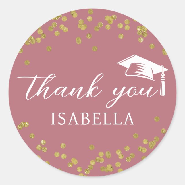 Adesivo Redondo Graduação Da Poeira Da Glitter Confetti Obrigado (Frente)