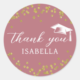 Adesivo Redondo Graduação Da Poeira Da Glitter Confetti Obrigado