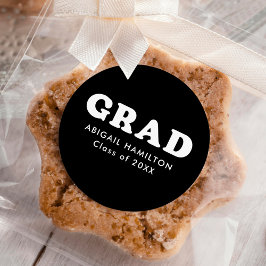 Adesivo Redondo Graduação da Tipografia Retrorística em Preto e Br