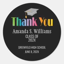 Adesivo Redondo Graduação de Bonés de Formando Obrigado