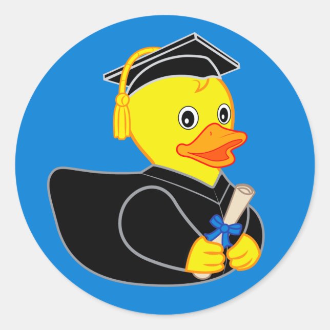 Adesivo Redondo Graduação de Borracha Ducky! Fundo Azul (Frente)