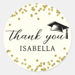Adesivo Redondo Graduação De Confetti De Poeira Glitter Obrigado C