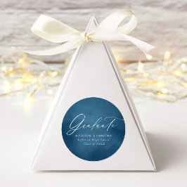 Adesivo Redondo Graduação de Cor de Água Azul Escura Elegante