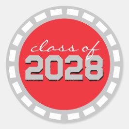 Adesivo Redondo Graduação de Faixa de Filme Cinza Prata e Vermelho