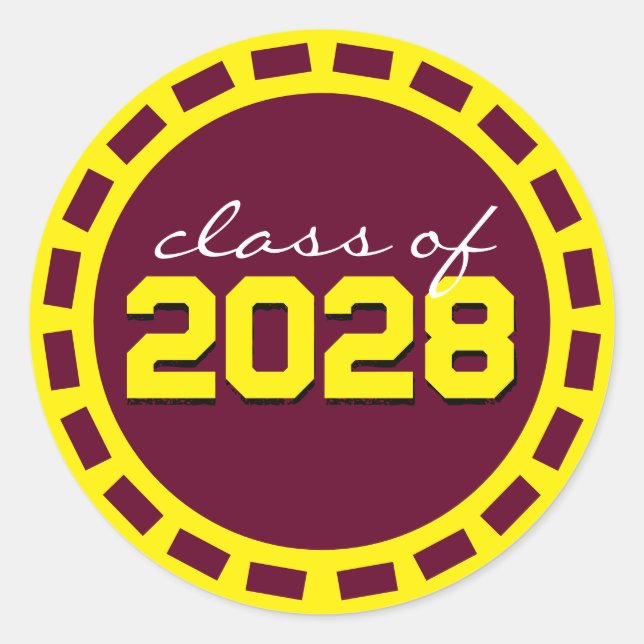 Adesivo Redondo Graduação de Faixa de Filme em Burgundy e Amarelo (Frente)