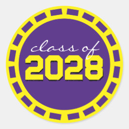 Adesivo Redondo Graduação de Faixa de Filme Roxo e Amarelo