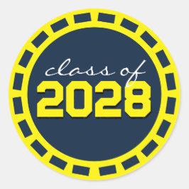 Adesivo Redondo Graduação de Fita marinho Azul e Amarelo