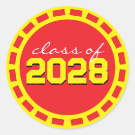 Adesivo Redondo Graduação de Fita Vermelha e Amarela