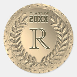 Adesivo Redondo Graduação de Folha de Ouro Personalizada em Monogr