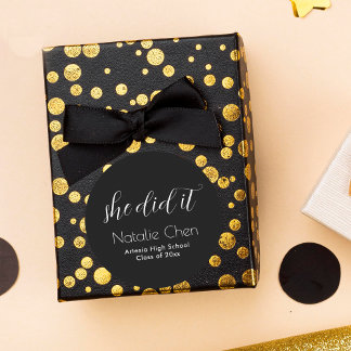 Adesivo Redondo Graduação de Fontes Elegantes Negra Moderna