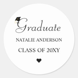 Adesivo Redondo Graduação de Formando Elegante Moderno Preto e Bra