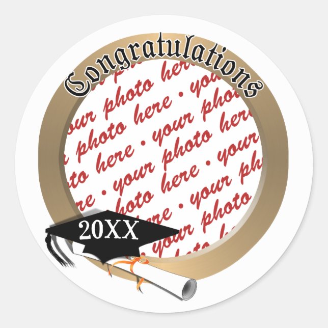 Adesivo Redondo Graduação de Fotografia do Diploma do Boné de Form (Frente)