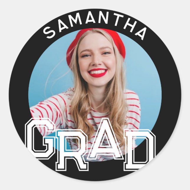 Adesivo Redondo Graduação de Fotografias de Formando Simples Moder (Frente)