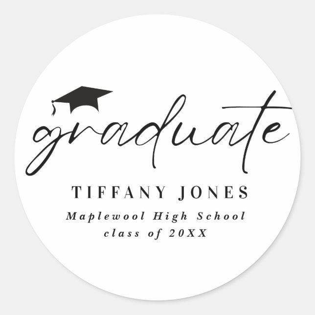 Adesivo Redondo Graduação de Fotos do Script Branco do Formando Mo (Frente)