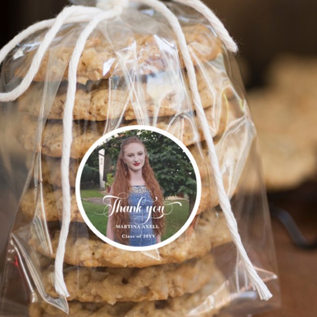 Adesivo Redondo Graduação de Fotos Obrigado (Criador carregado)