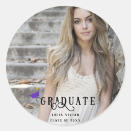 Adesivo Redondo Graduação de Fotos por Caligrafia Moderna