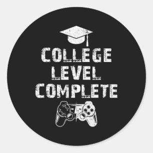 Adesivo Redondo Graduação de game de vídeo engraçada com nível de