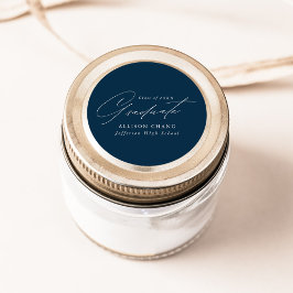 Adesivo Redondo Graduação de Marinho de Script Minimalista Elegant