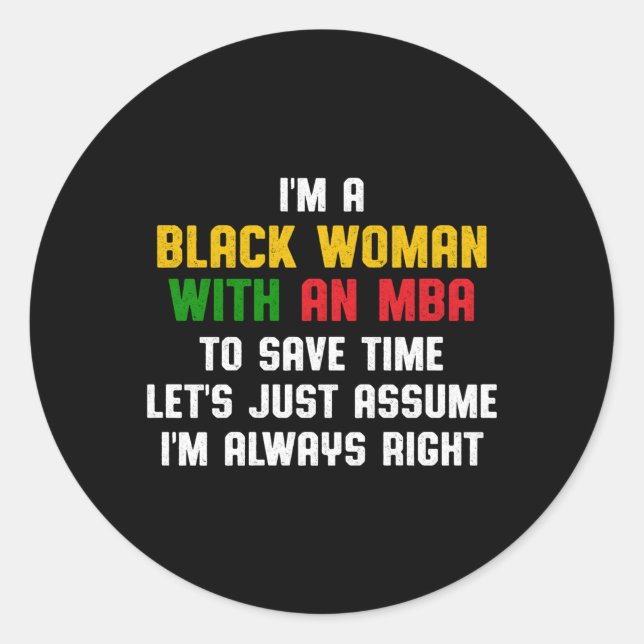 Adesivo Redondo Graduação de Mba para Estudantes de Negócios (Frente)