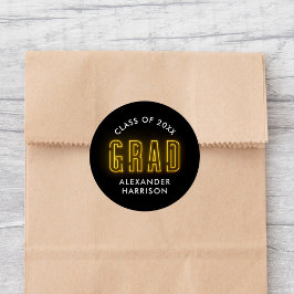 Adesivo Redondo Graduação de Neon Amarelo Moderno