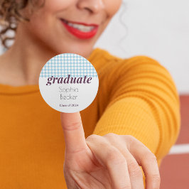 Adesivo Redondo Graduação de padrão azul moderno