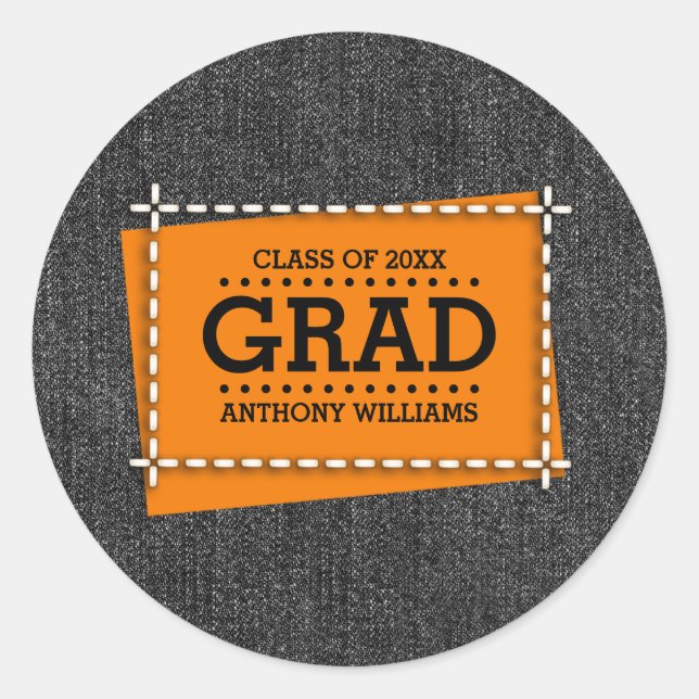 Adesivo Redondo Graduação de padrão Denim Negro (Frente)