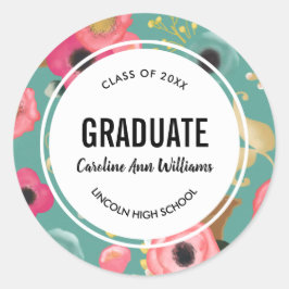 Adesivo Redondo Graduação de Padrão Floral Moderno