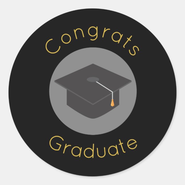 Adesivo Redondo Graduação de Parabéns com Boné de formatura (Frente)