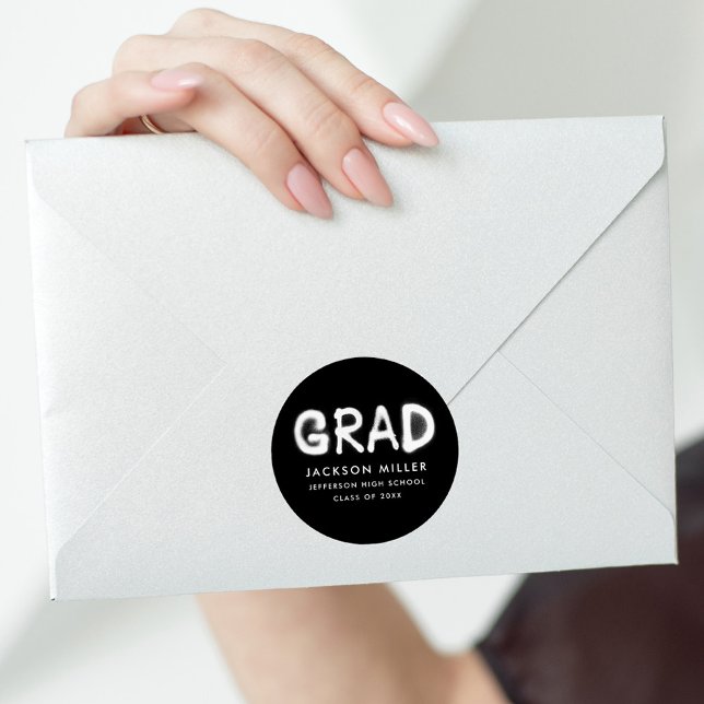 Adesivo Redondo Graduação de Pintura Branca e Preta Moderna (Criador carregado)