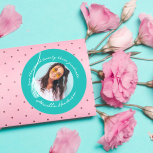 Adesivo Redondo Graduação de Teal Moderna e Retroativa