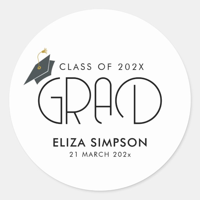 Adesivo Redondo graduação de texto simples e mínima (Frente)